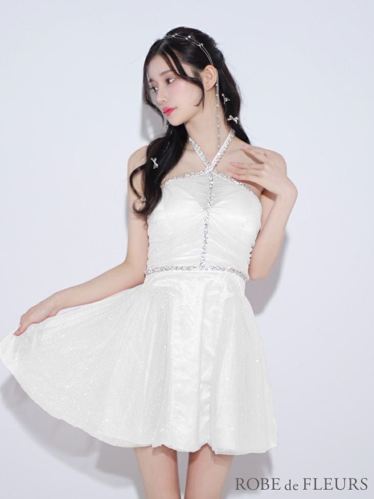 ROBEdeFLEURS/ローブドフルール】ラメ チュール ビジュー ガーリー
