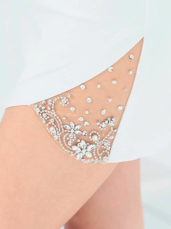 キャバドレス Angel R セクシー アシンメトリー クロス ビジュー メッシュ キャミソール タイトミニドレス