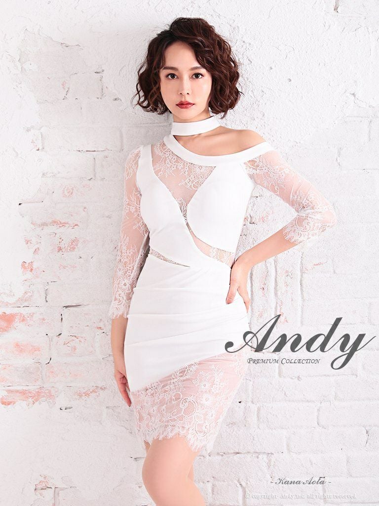 Andy/アンディ】レース アシンメトリー くびれ透け チョーカー風 袖
