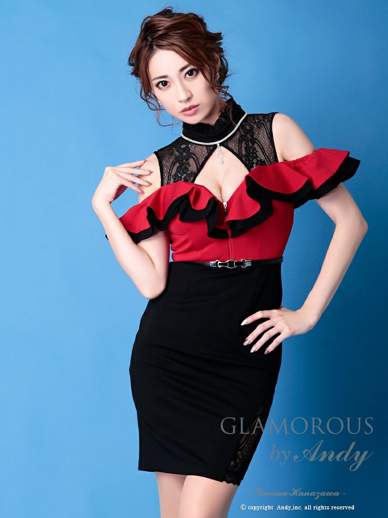 GLAMOROUS/グラマラス】レース ベルト ストレッチ 肩あき ジップ GLAMOROUS/グラマラス】レース ベルト ストレッチ 肩あき ジップ