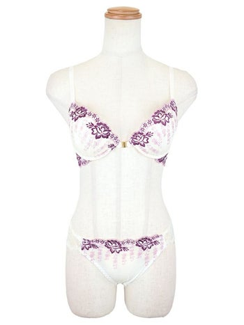 勝負下着 フラワー刺繍 シアーレース ブラジャー＆ショーツ 2点セット