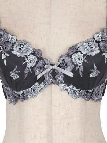 勝負下着 ローズ刺繍 リボン ブラジャー＆ショーツ 2点セット