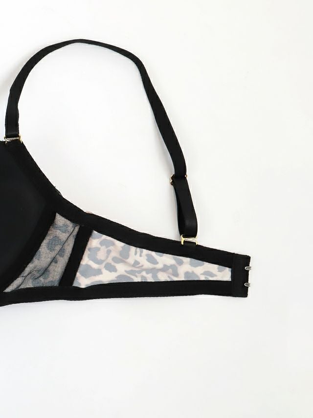 勝負下着 レオパード ジップ ブラジャー＆ショーツ 2点セット