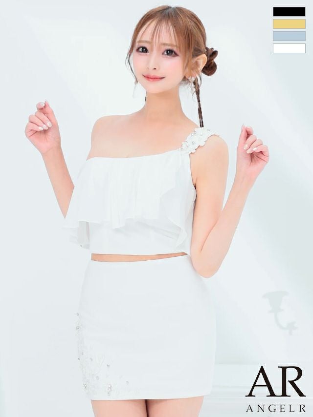 Angel R/エンジェルアール】セットアップ ビジュー ワンショルダー 