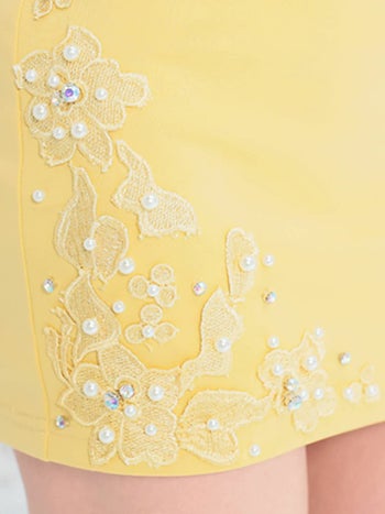 キャバドレス Angel R ビジュー セクシー ワンショルダー セットアップ 刺繍 シフォン パール フリル タイトミニドレス