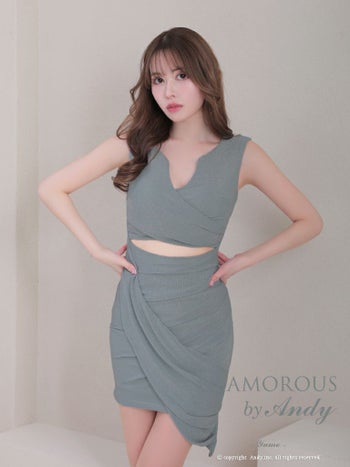 キャバドレス ミニドレス GLAMOROUS グラマラス ラメ ワンカラー アシンメトリー シンプル カットアウト タック ノースリーブ タイトミニドレス