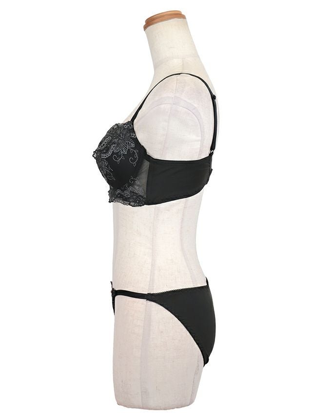 勝負下着 刺繍 コードデザイン ブラジャー＆ショーツ 2点セット