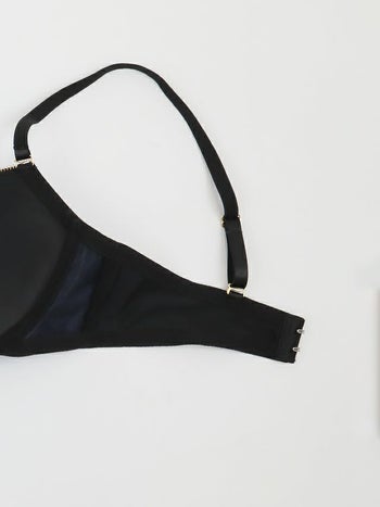 勝負下着 ジップデザイン サテン ブラジャー＆ショーツ 2点セット