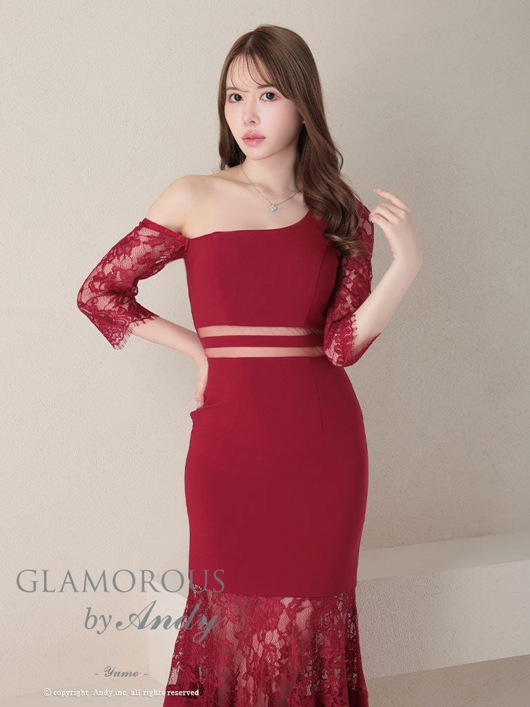 GLAMOROUS/グラマラス】レース ワンカラー 花柄 袖あり 肩あき