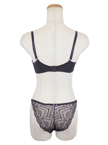 勝負下着 フラワー刺繍 シアーレース ブラジャー＆ショーツ 2点セット