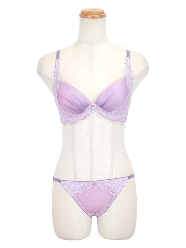 勝負下着 レイヤードチュール コードデザイン ブラジャー＆ショーツ 2点セット