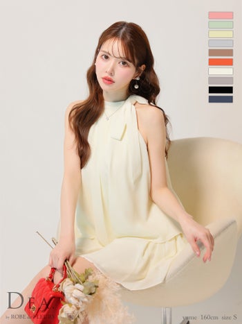 キャバドレス ブランド サテン シフォン サイドリボン ノースリーブ セットアップ エレガント フレアミニドレス