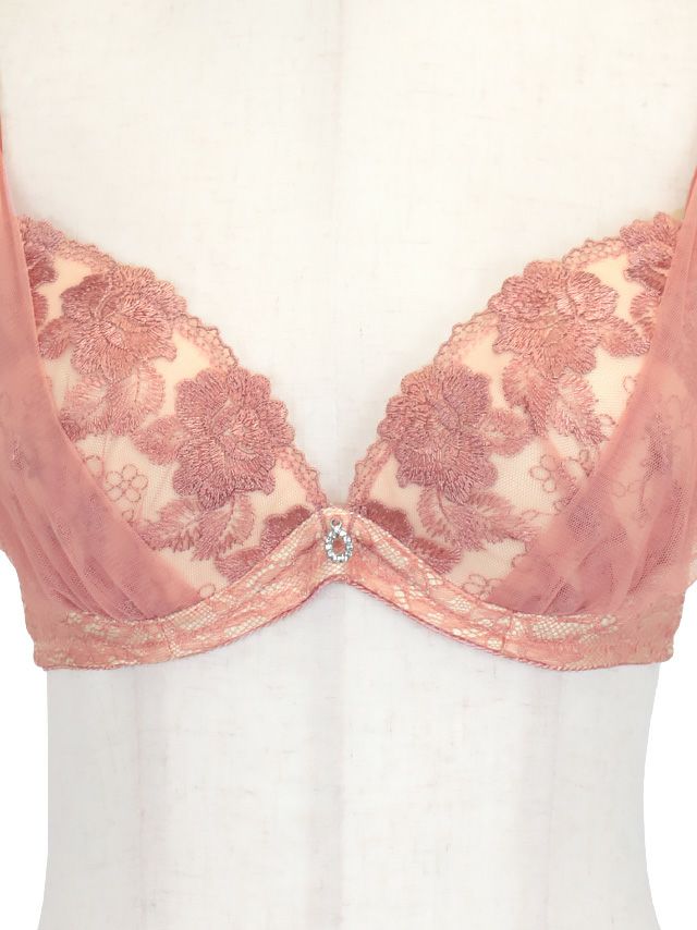 勝負下着 フラワー刺繍 チュールレース ブラジャー＆ショーツ 2点セット