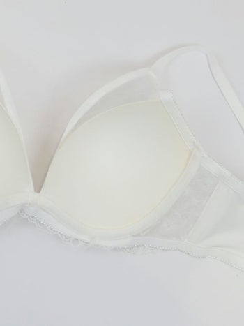 勝負下着 シアーチュール バックレース ブラジャー＆ショーツ 2点セット