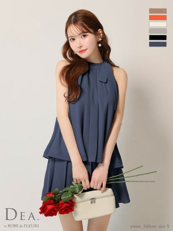 キャバドレス ブランド サイドリボン ノースリーブ セットアップ エレガント サテン シフォン フレアミニドレス