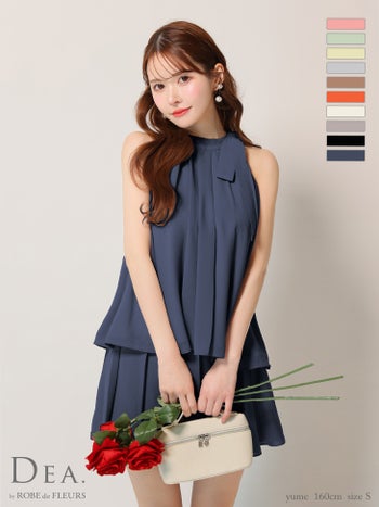 キャバドレス ブランド サイドリボン ノースリーブ セットアップ エレガント サテン シフォン フレアミニドレス