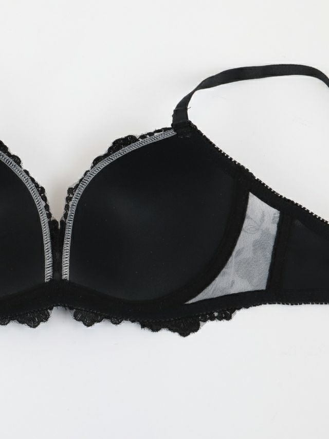 勝負下着 フラワー刺繍 シアーチュール ブラジャー＆ショーツ 2点セット