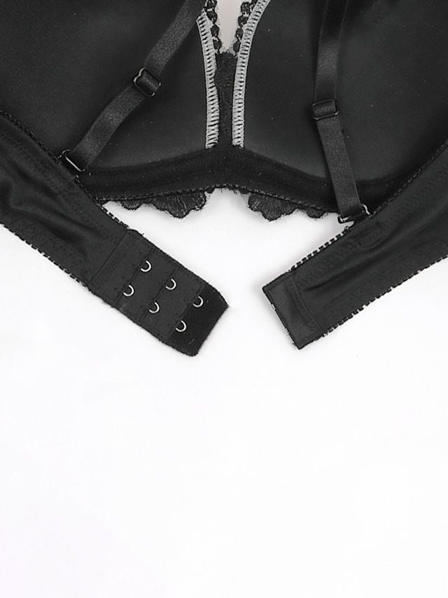 勝負下着 フラワー刺繍 シアーチュール ブラジャー＆ショーツ 2点セット