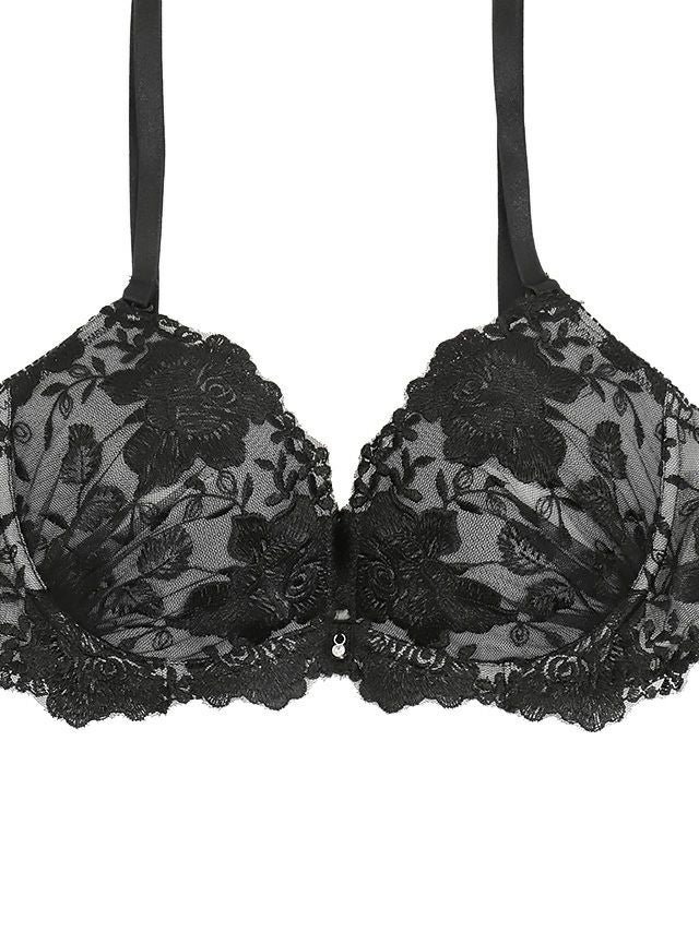 勝負下着 フラワー刺繍 シアーチュール ブラジャー＆ショーツ 2点セット