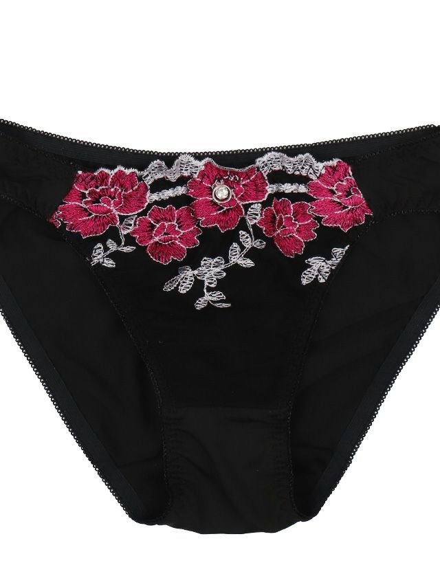 勝負下着 フラワー刺繍 レース ブラジャー＆ショーツ 2点セット