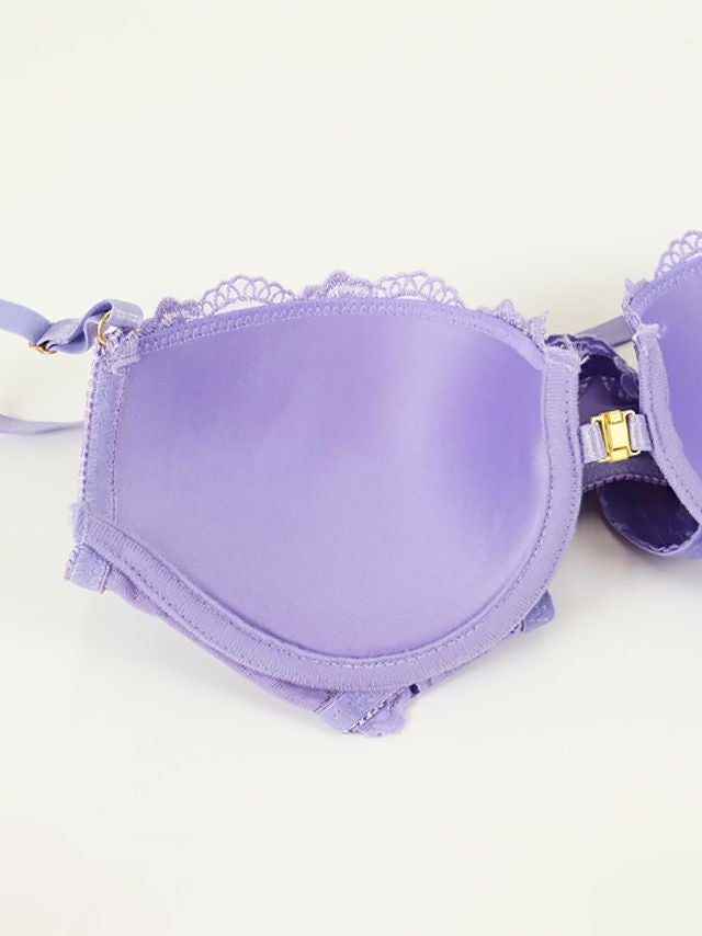 勝負下着 バッククロス フラワー刺繍 ブラジャー＆ショーツ 2点セット