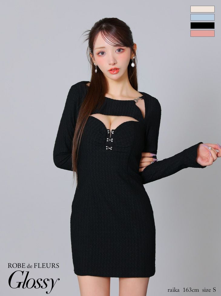 Glossy by ROBE de FLEURS/グロッシー】ジップデザイン セクシー ワン