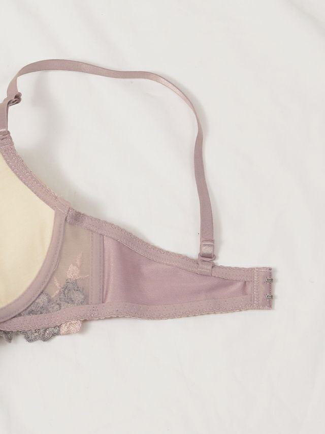 勝負下着 ローズ刺繍 リボン ブラジャー＆ショーツ 2点セット