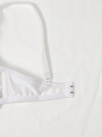 勝負下着 ローズ刺繍 シルバー ブラジャー＆ショーツ 2点セット