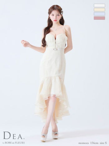 キャバドレス ブランド エレガント オープンバスト ジップデザイン キャミソール ウエストベルト レース フリル マーメイドロングドレス