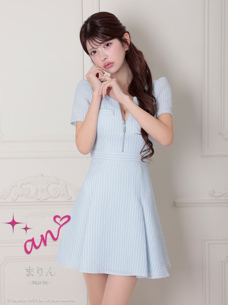 超美品 エースアンドレア トップス an/アン】ガーリー 半袖 ジップデザイン Vカット 背中魅せ バック