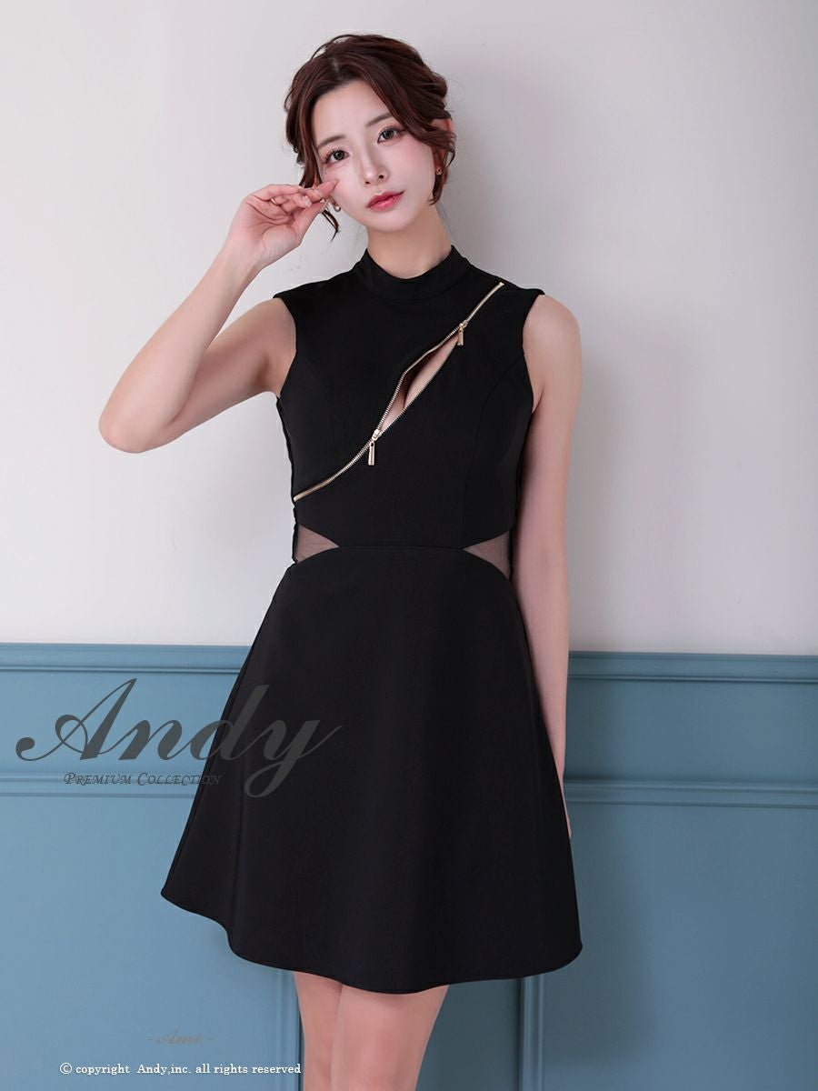 Andy/アンディ】ノースリーブ バックカット リボン ハイネック くびれ