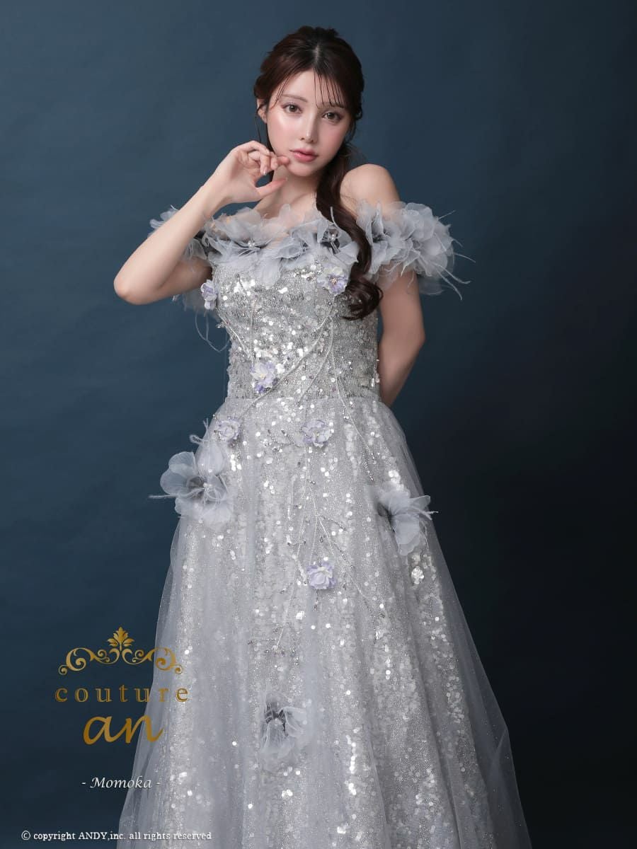 couture an/クチュール アン】ガーリー オフショルダー スパンコール