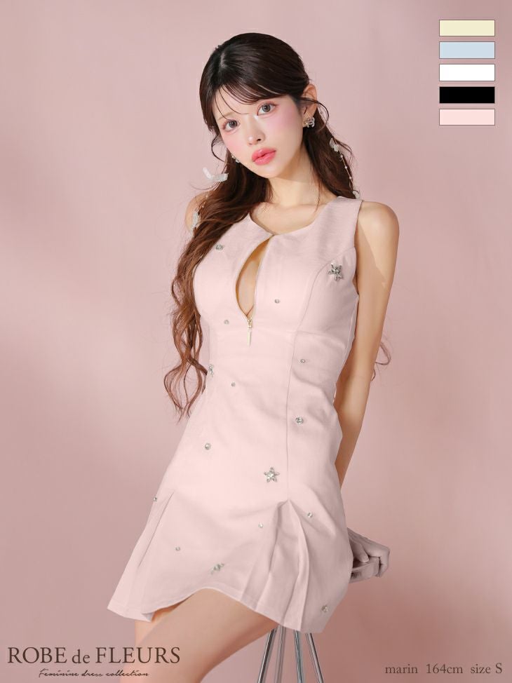 【ROBEdeFLEURS】ノースリーブジップデザインビジュー フレアミニドレス 000000025629-02.jpg?size=m&w=