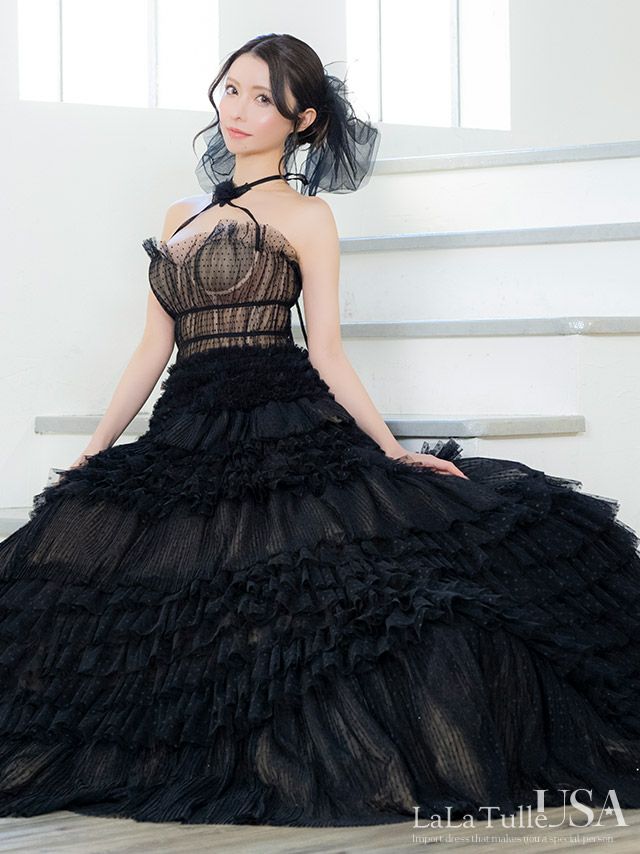 LaLaTulle USA/インポート】ホルターネック フラワーモチーフ