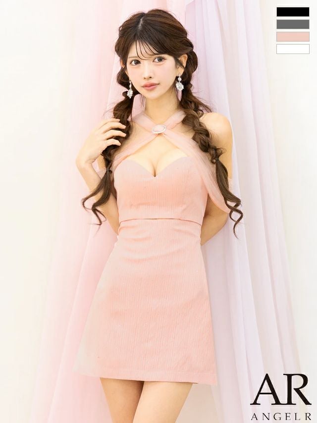 Angel R/エンジェルアール】クロスネックデザイン 肩あき メッシュ