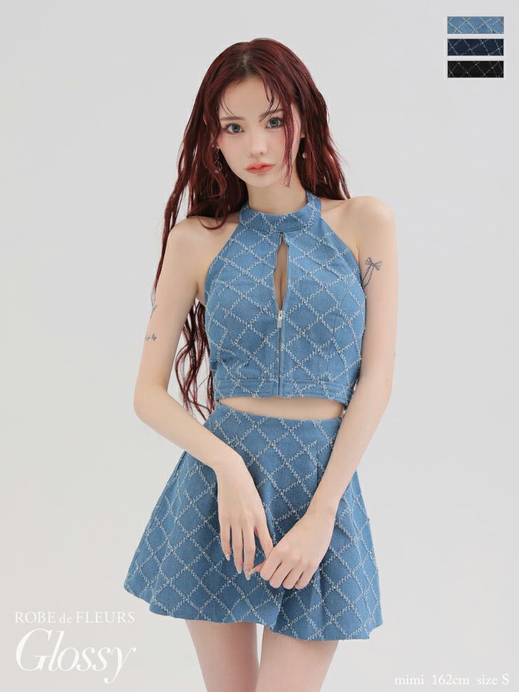 Glossy by ROBE de FLEURS/グロッシー】デニム ジップデザイン