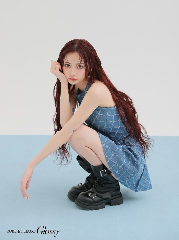 Glossy by ROBE de FLEURS/グロッシー】デニム ジップデザイン