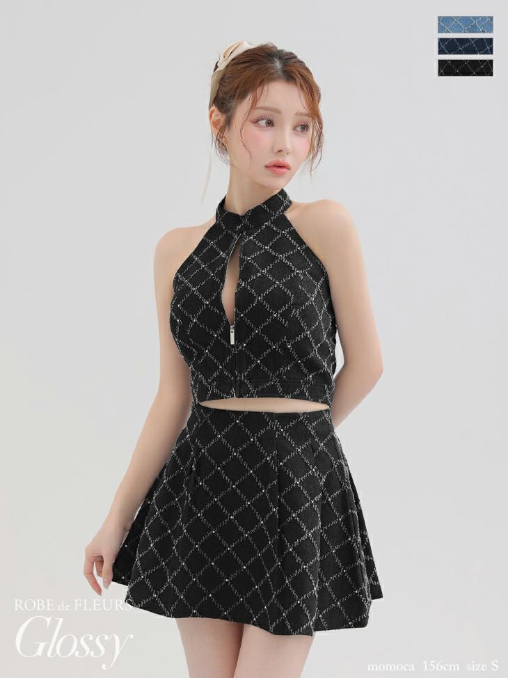 Glossy by ROBE de FLEURS/グロッシー】ホルターネック セットアップ
