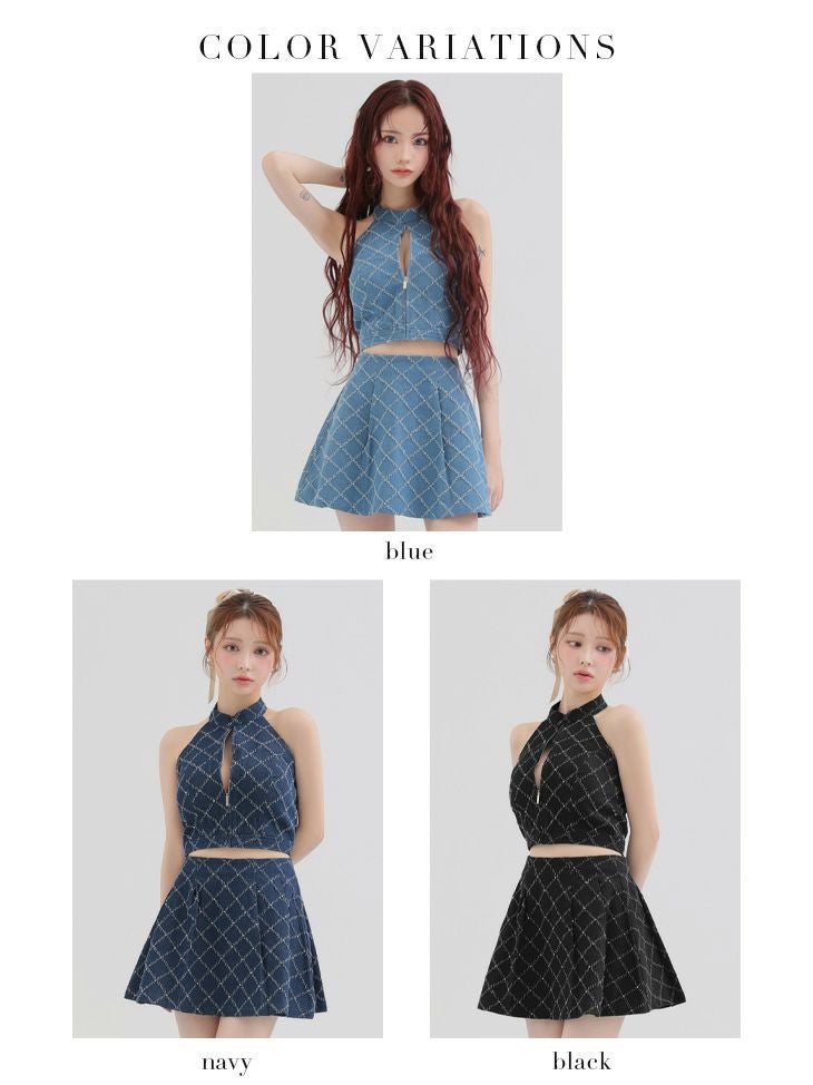 Glossy by ROBE de FLEURS/グロッシー】ホルターネック セットアップ