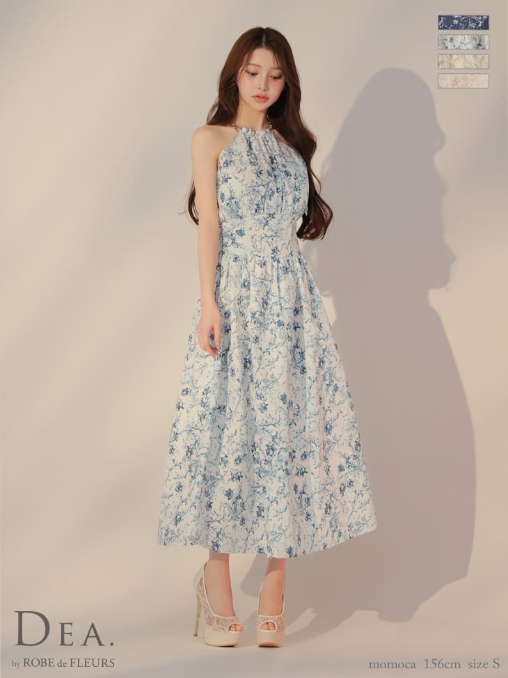 キャバドレス DEA.by ROBE de FLEURS ディア エレガント ホルターネック 花柄 Aラインロングドレス