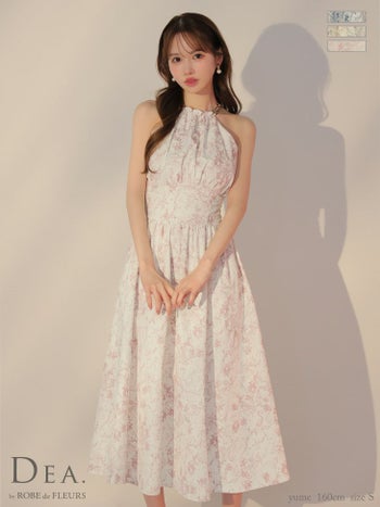 キャバドレス DEA.by ROBE de FLEURS ディア 花柄 エレガント ホルターネック Aラインロングドレス