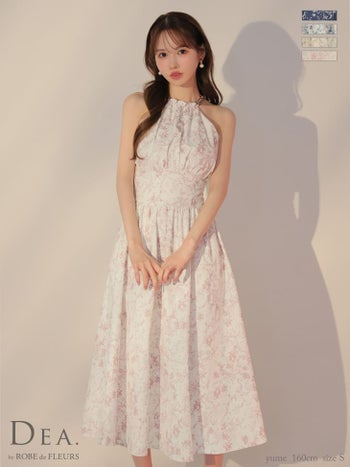 キャバドレス DEA.by ROBE de FLEURS ディア 花柄 エレガント ホルターネック Aラインロングドレス