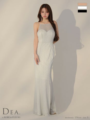 キャバドレス DEA.by ROBE de FLEURS ディア キャミソール バックオープン シアー ラメニット エレガント タイトロングドレス