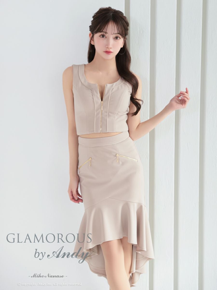 GLAMOROUS/グラマラス】セットアップ ノースリーブ ジップデザイン