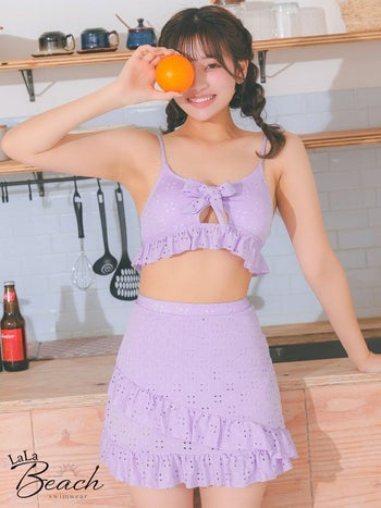 水着 ビスチェ レース 体型カバー ガーリー フリル リボン ラップスカート タンキニ ビキニ