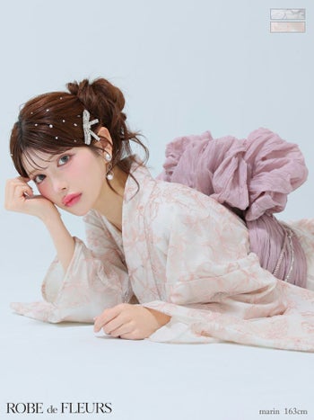 浴衣 ROBEdeFLEURS ローブドフルール レース フラワープリント ガーリー ビジュー