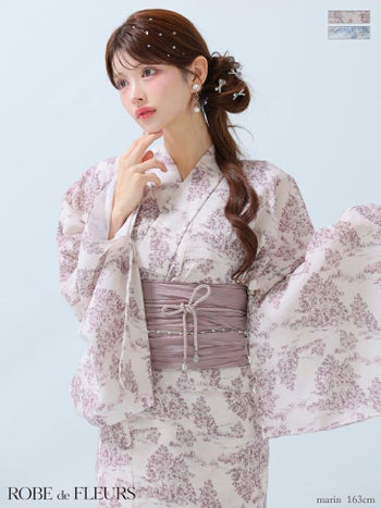 浴衣 ROBEdeFLEURS ローブドフルール フラワープリント ガーリー ビジュー 