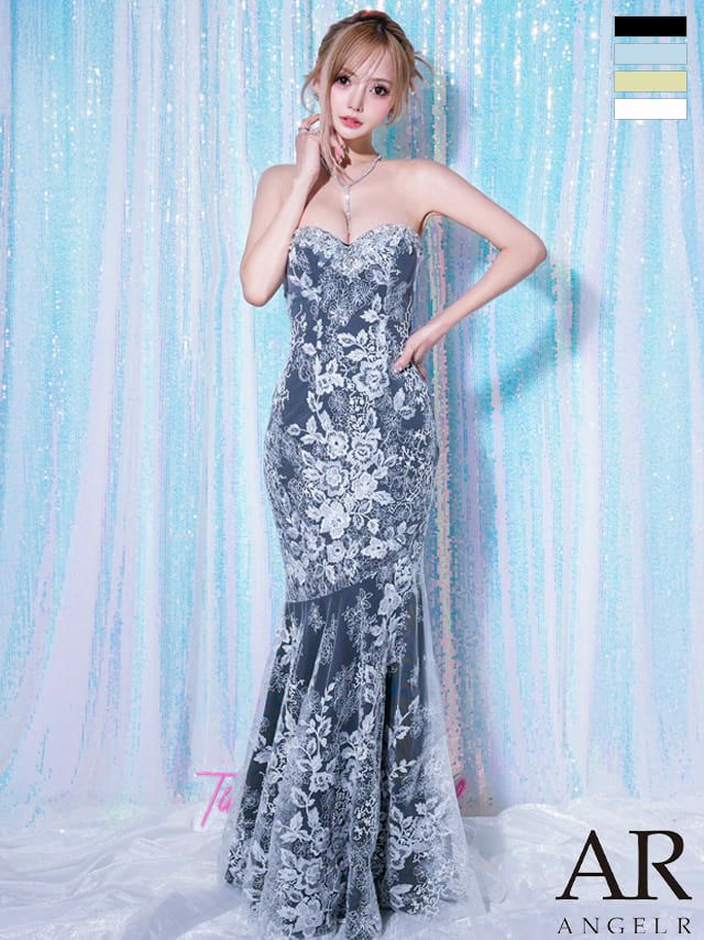 キャバドレス Angel R エンジェルアール ベアトップ キャミソール オープンバスト パール セクシー 2way マーメイドロングドレス