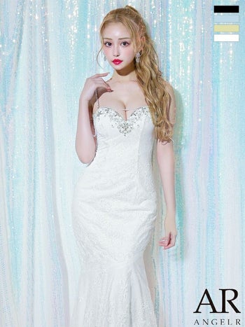 キャバドレス Angel R エンジェルアール キャミソール オープンバスト パール セクシー 2way ベアトップ マーメイドロングドレス