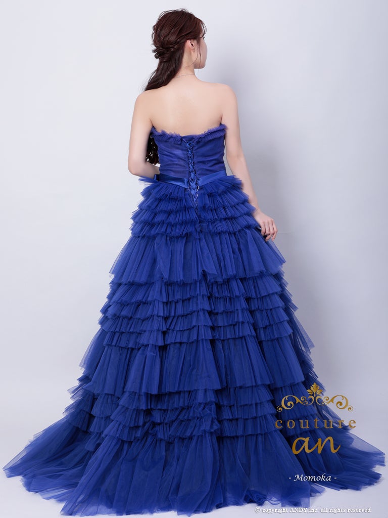 couture an/クチュール アン】ベアトップ ワンカラー ウエストリボン